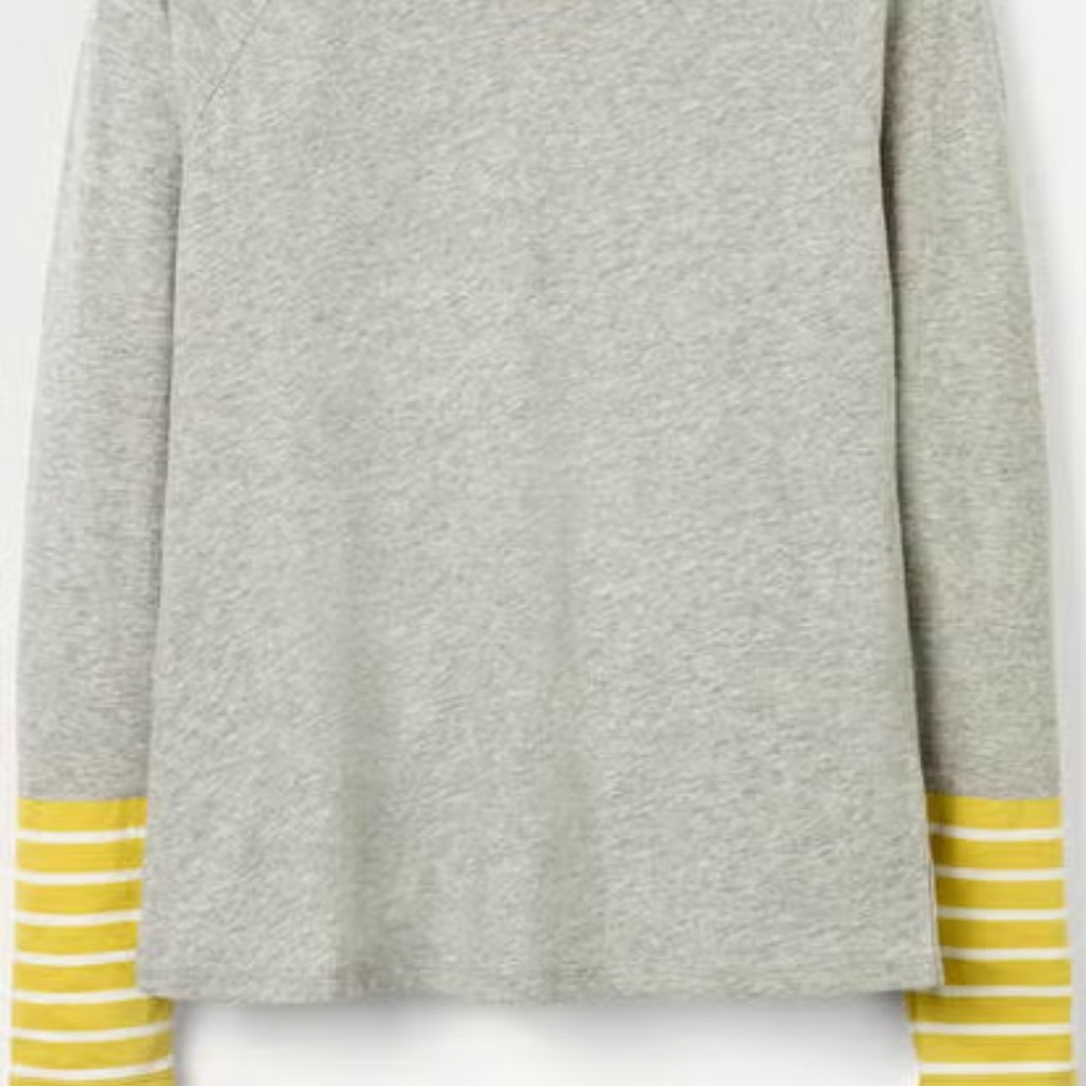 Biden Gray and Yellow Long Sleeve T with Striped Cuffs